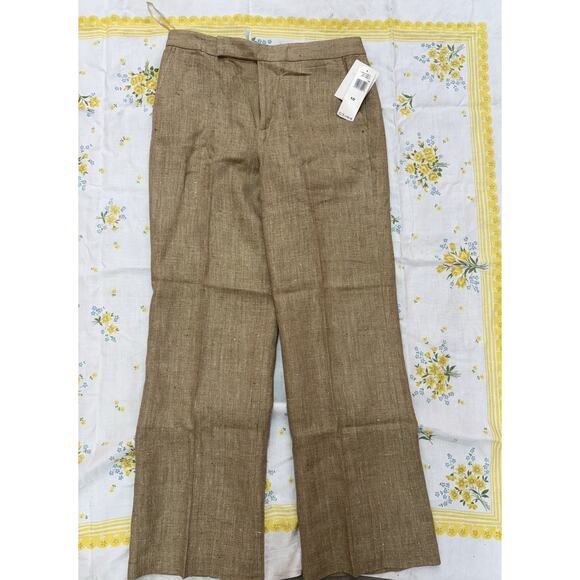 Lauren Ralph Lauren Westbury Linen Pants Earthtone Size 10 Wide Leg NWT - Picture 1 of 12